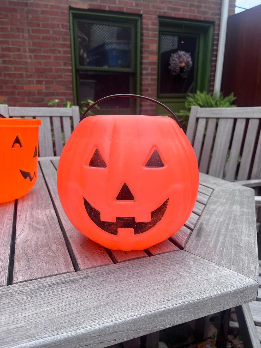 Vintage Large Halloween Jack O Lantern JOL Blow Mold Bucket Unmarked